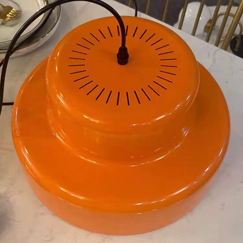 Stile moderno in stile cilindrico ombreggiatura chiodo in metallo 1 a sospensione leggera in arancione
