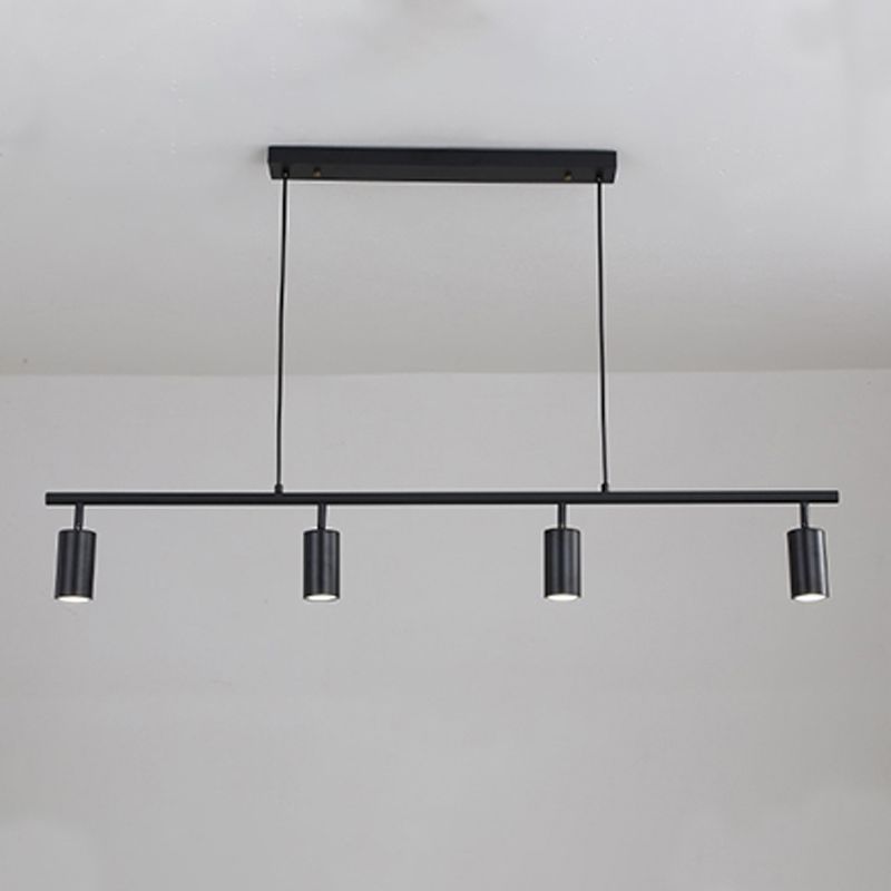 Zeitgenössische Anhängerleuchten Zylindermetall 4 Light Island Kronleuchter