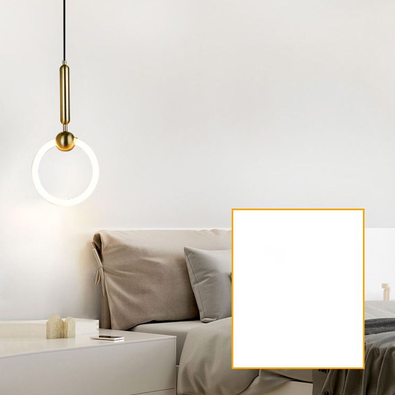 Metal Ring Pendant Lighting Fixture Simple Style LED Hanging Light Fixture in Gold