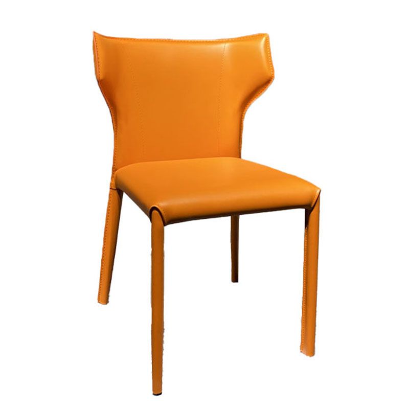 Upholstered Armless Dining Chairs Home Leather Side Chairs with Metal Legs