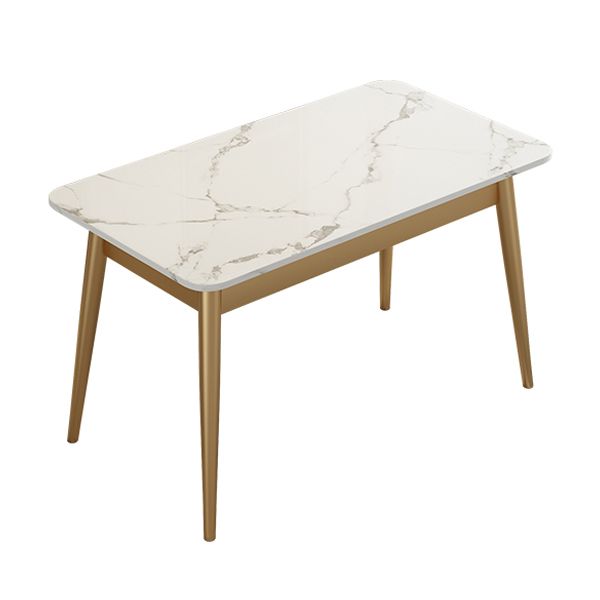 White Rectangle Dining Table Traditional Luxury Dining Table with Metal Base