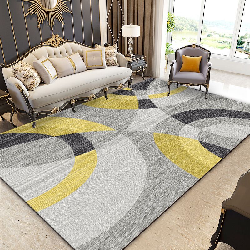 Beige Color Piece Rug Polyester Line Indoor Rug Non-Slip Backing Rug for living Room