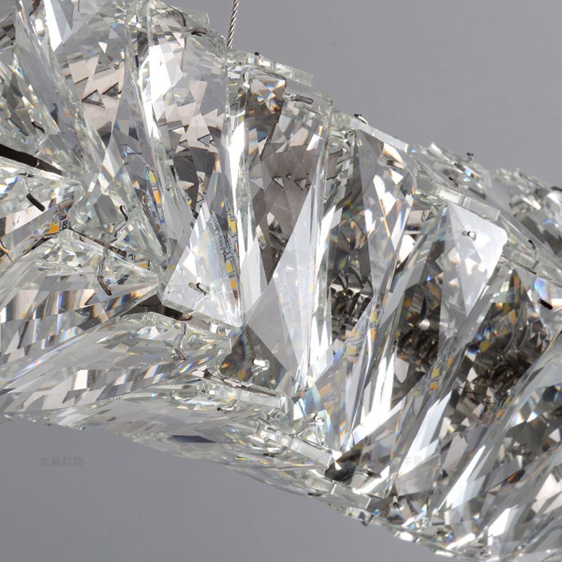 LED Long Linear Crystal Island Lamp Nordic Modern Modern Dining Salle Hanging Light