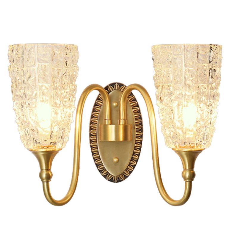 Modern Style Wall Lamp Copper Wall Mount Lamp with Glass Shade for Living Room