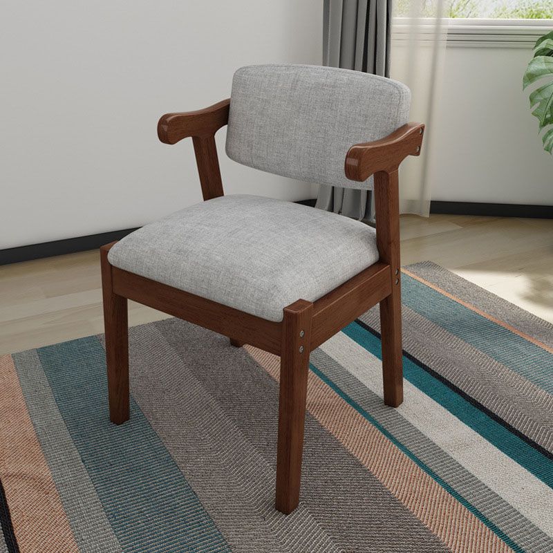 Contemporary Dining Chair Arm Chair with Wooden Legs for Kitchen
