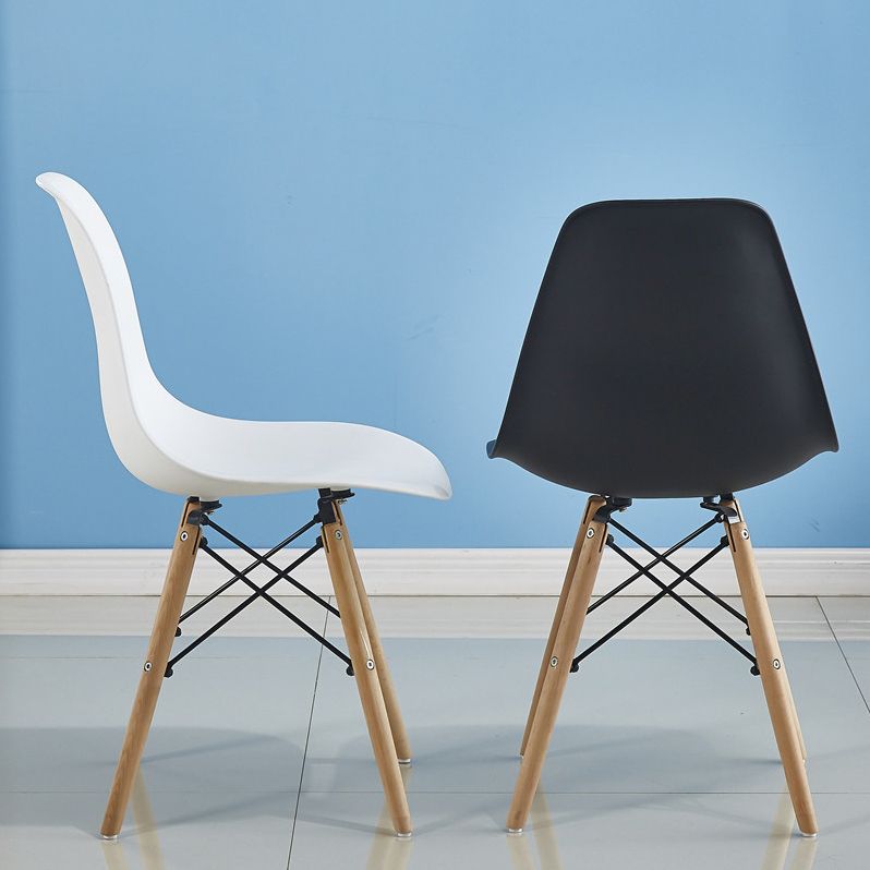Armless Dining Chairs Eames Side Dining Chairs with Wood Legs (Set of 4)