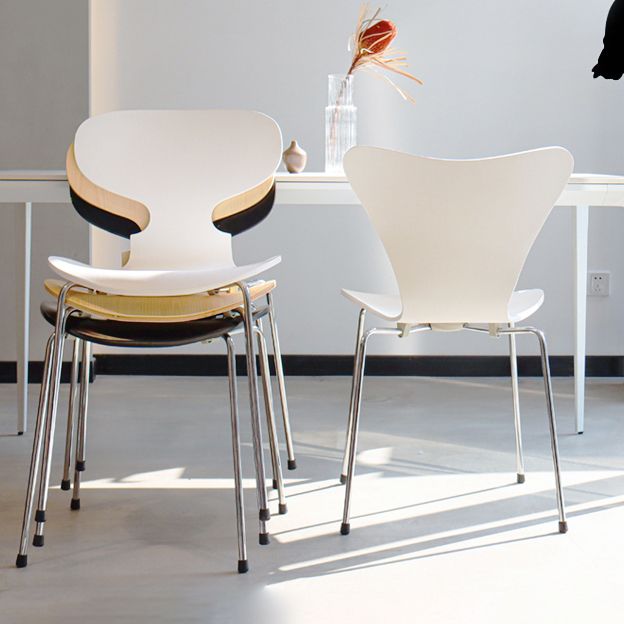 Stackable Armless Dining Chairs Contemporary Low Back Dining Side Chair