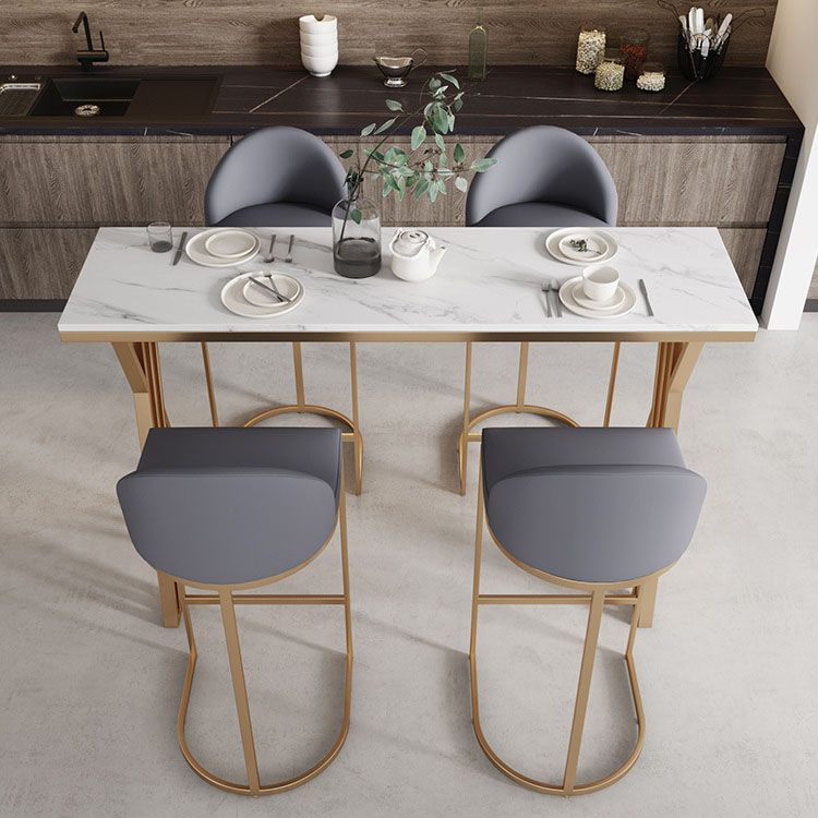 Luxurious Rectangular Pub Table Set 1/2/5 Pieces Artificial Marble Counter Table Set