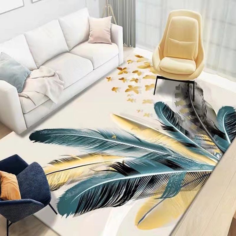 Gray Feather Carpet Polyester Modern Carpet Non-Slip Backing Carpet for Home Decor