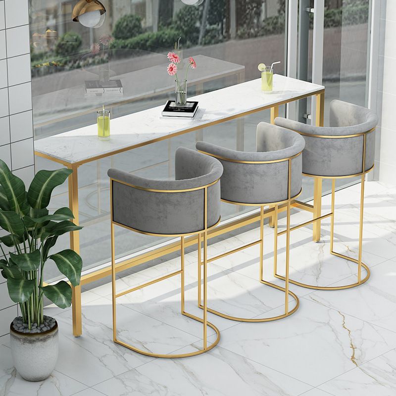 Glam Rectangle Bar Counter Table Faux Marble Bar Counter Table with Metal Legs