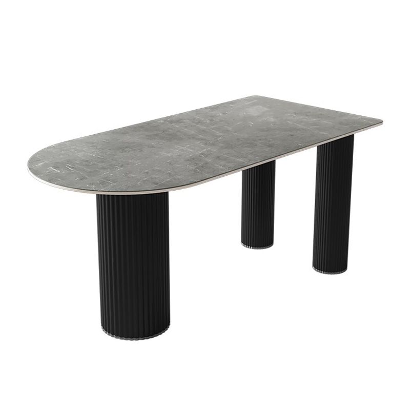 Mesa de comedor de piedra sinterizada Mesa de comedor casera moderna con base de metal