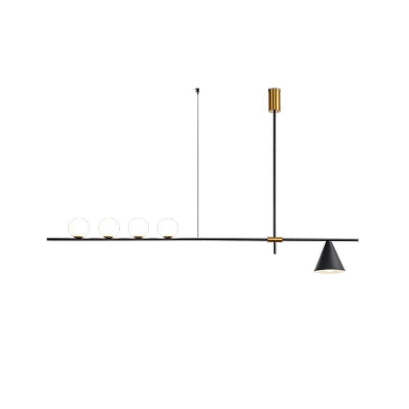 Multi - Light Kitchen Island Fixture Modern Iron and Glass Ceiling Pendant in Black / Gold