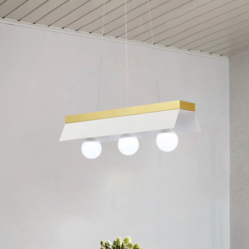 Black/White Shade Billiard Light 3/5 Lights Modern Wood Island Lighting for Restaurant