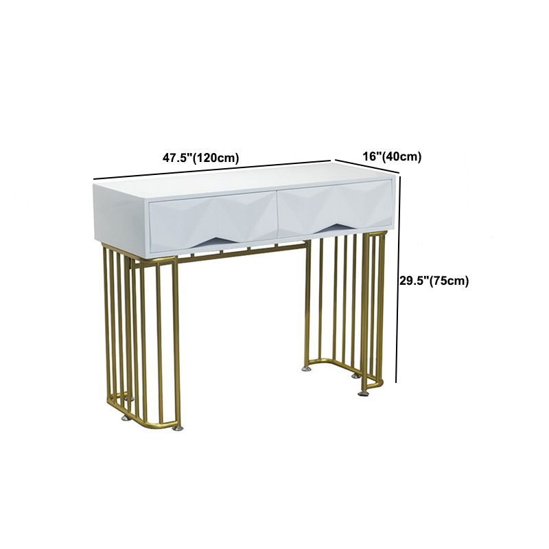 15.74" Wide White Gold Makeup Counter Glam Vanity Tables with Drawers