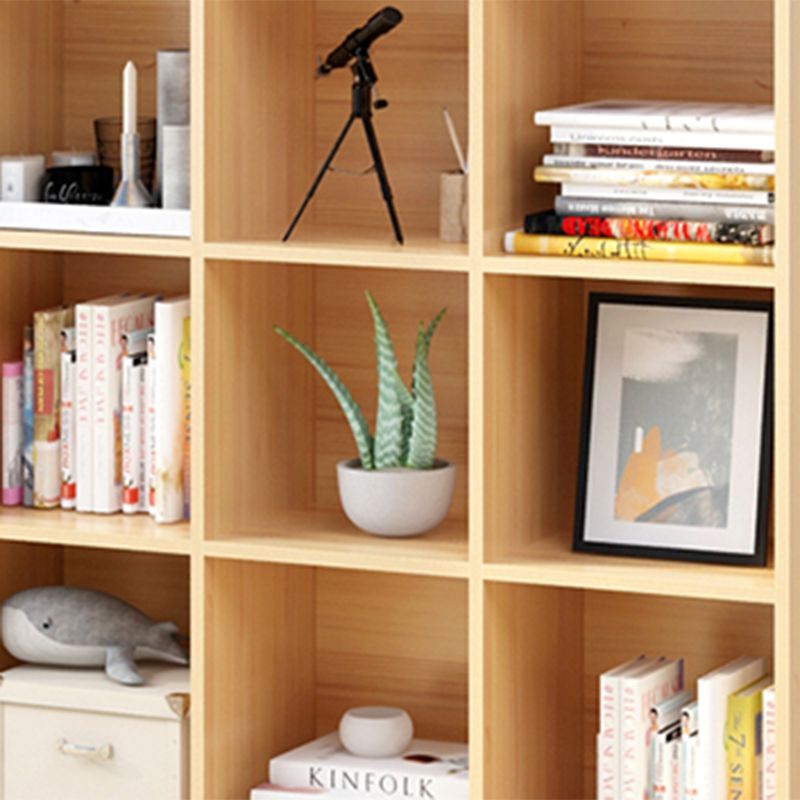 Natural Wooden Bookcase Standard Contemporary Bookshelf with Shelves