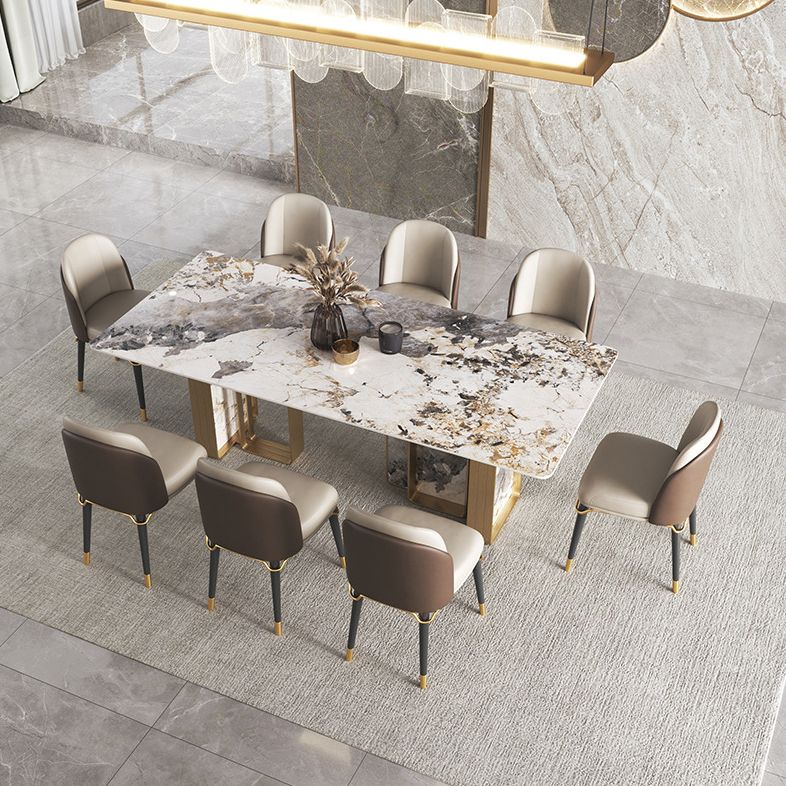 Nordic Glam Rectangle Sintered Stone Table Set 1/4/5/6/8 Pieces Dining Set
