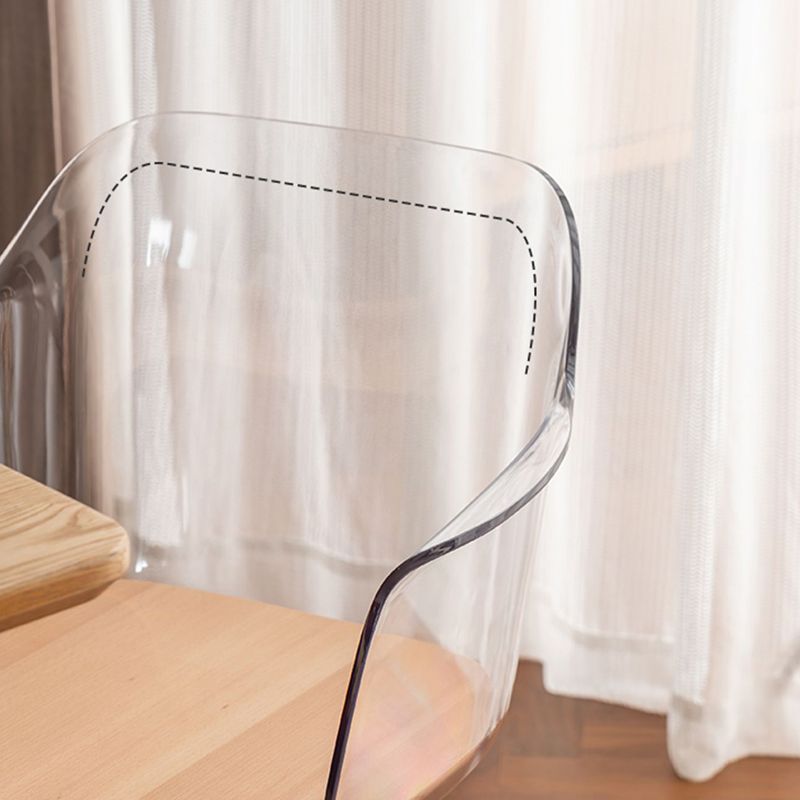 Contemporary Style Acrylic Low Back Wooden Legs Dining Chairs