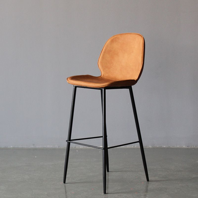 Contemporary Faux Leather Counter Stool Low Back Stool with Black Frame