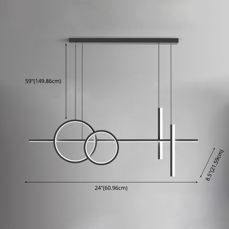 Luci dell'isola del cerchio lineare moderno illuminazione isola metallo 4 luci isola luminose in bianco e nero
