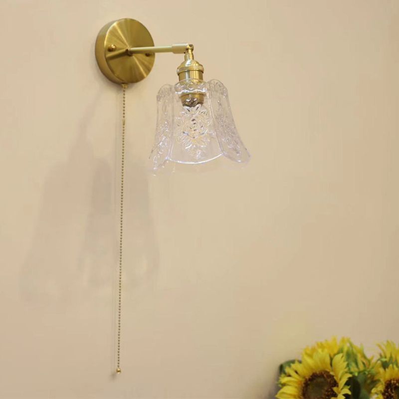 Modern Metal Wall Sconce Bell Shape Vanity Lamp with Glass Shade for Bathroom