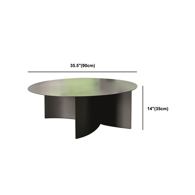 Mid-Century Modern Iron Coffee Table Black Round Cocktail Table