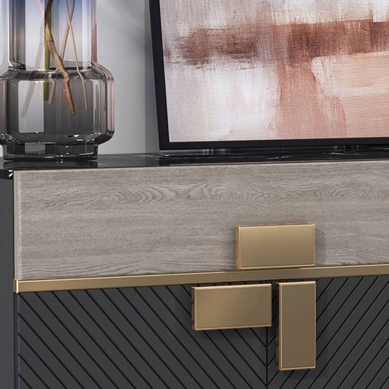 Glam Buffet Table Marble Sideboard Table with Doors for Kitchen