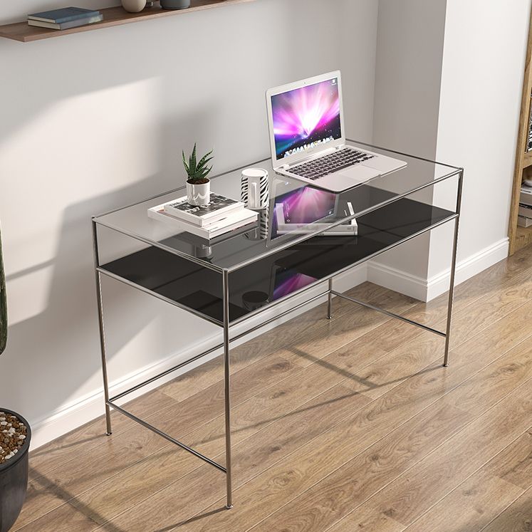 Modern Tempered Glass Desk Living Room Study Writing Desk, 47.2''L x 23.6''W