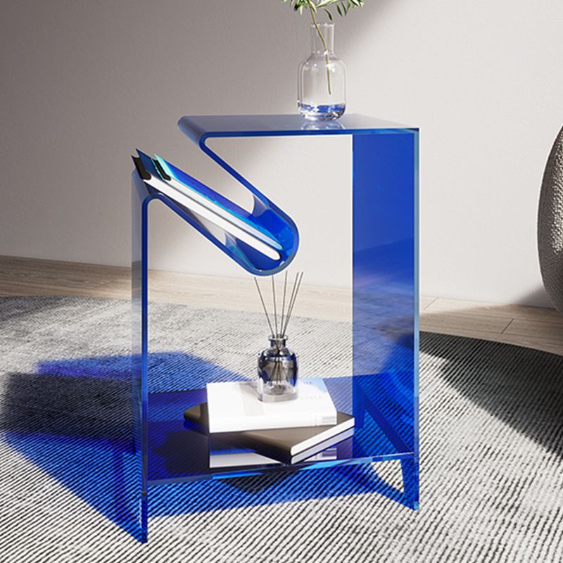 Modern Acrylic 22.04" Tall End Table Rectangular Sled Side Table
