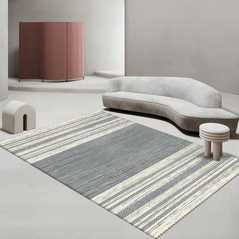 Southwestern Geometry Pattern Rug Polyester Area Carpet Non-Slip Backing Indoor Rug for Living Room