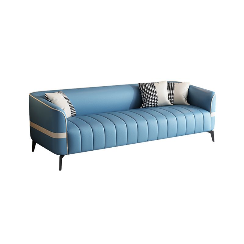 Contemporary 25.59" H Faux Leather Tuxedo Arm Sofa for Living Room