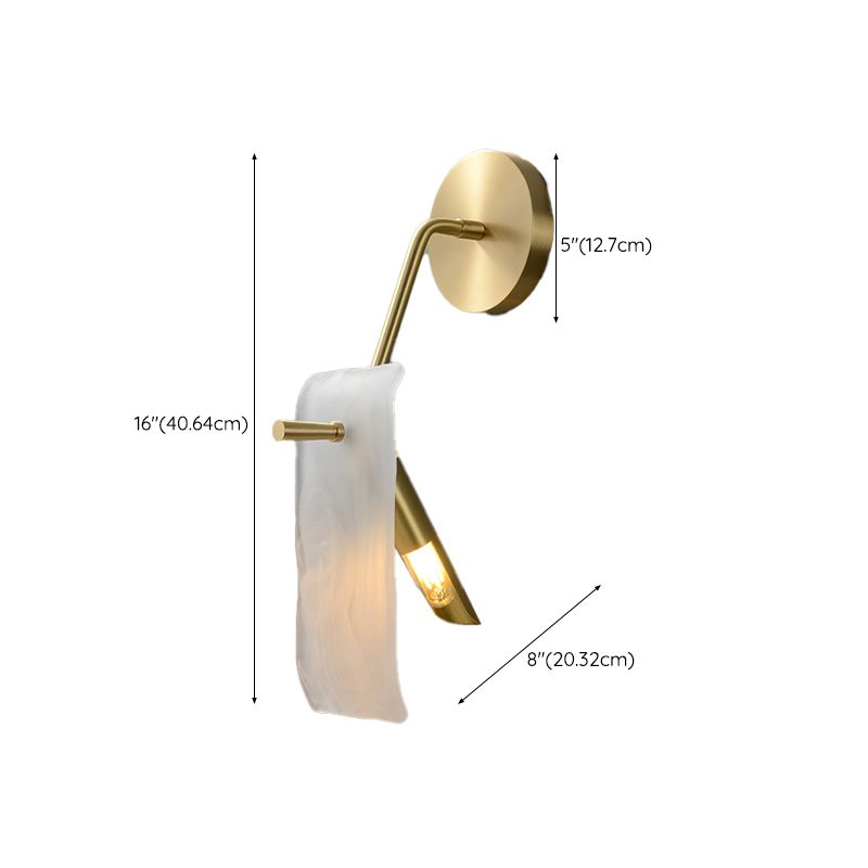 Metal Modern Wall Sconce Rectangle Shape Wall Light with Glass Shade for Bedroom