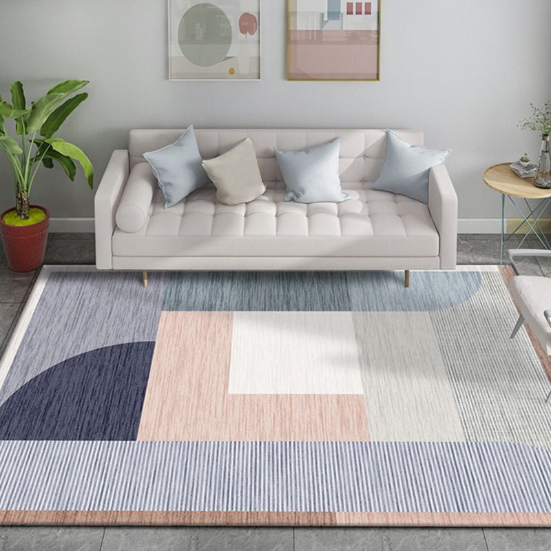 Orange Striped Pattern Rug Synthetics Modernist Rug Washable Anti-Slip Backing Area Rug for Study