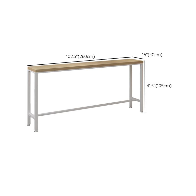 Rectangular Bar Height Table White Legs and Metal Base Bar Table for Patio Use