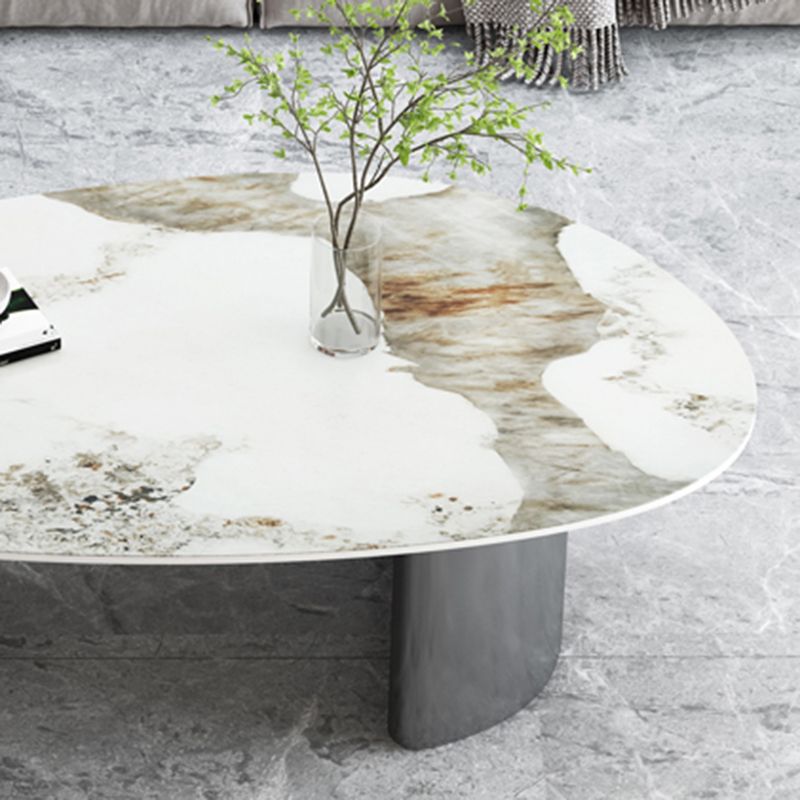 15"H Glam Coffee Table Slate Single White Coffee Cocktail Table