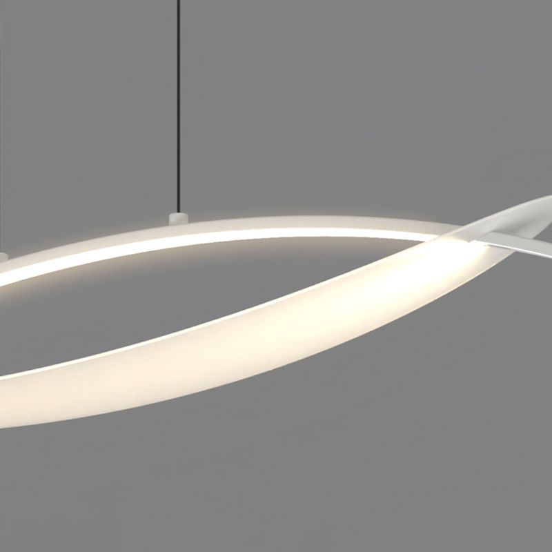 Simple Curved Hanging Island Light Metal LED Dining Room Island Ceiling Light