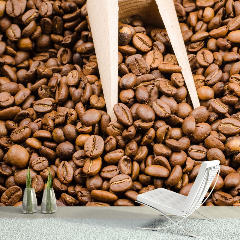 Coffee Beans Mural Wallpaper Decorative Coffee Bar Wall Art in Soft Color