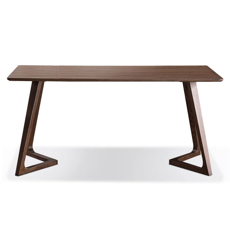 Table à manger en bois de cendres contemporain double piédestal à base de bois massif de base de base pour la maison