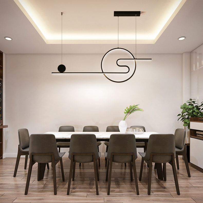 Modern Simplicity LED Linear Pendant Light Aluminium Adjustable Hanging Lamp for Dining Room