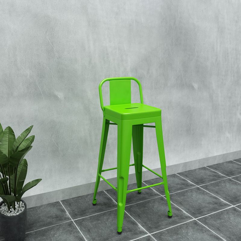 Contemporary Metal Barstool Low Back Counter Stool with Iorn 4 Legs