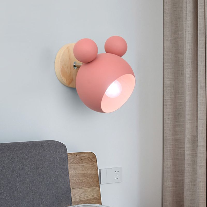 Lámpara de montaje de pared metálica de pared con copa de dibujos animados para dormitorio