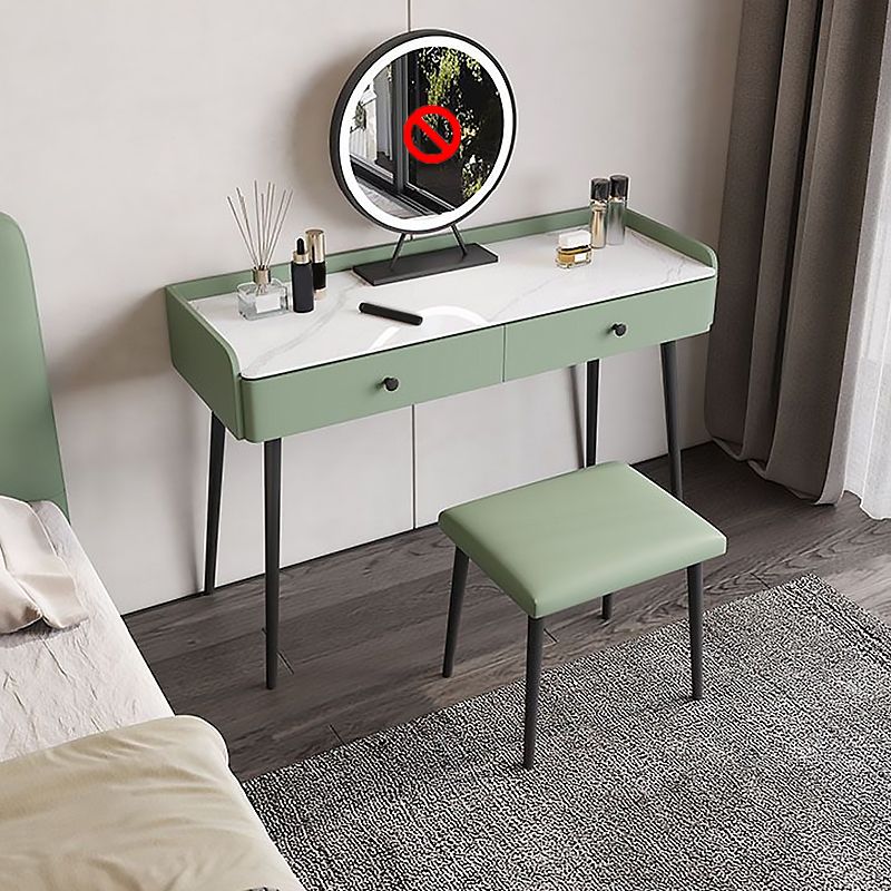 Modern White Stone Vanity Makeup Dressing Table Stool Set - 31.5"/39.37"/47.24" W
