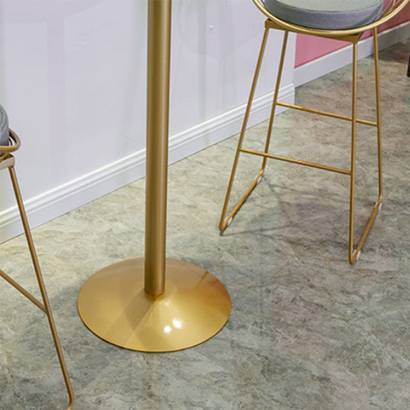 Glam Style Bar Table Faux Marble Bar Dining Table with Pedestal Base