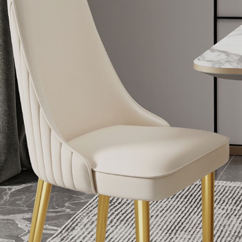 Home Glam Dining Side Chair Kitchen Faux Leather Upholstered Chair