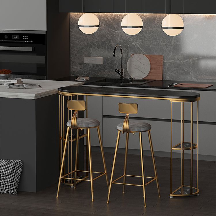 Scandinavian Counter-height Stool Round Velvet Counter Stool for Living Room