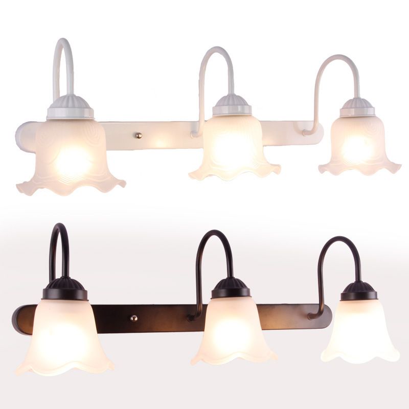 Lámparas de tocador minimalista con sombra de vidrio para sala de lavado de baño