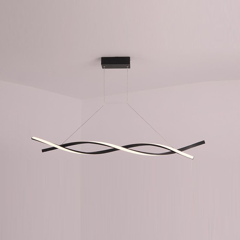 2-Lights Linear Island Light Nordic Aluminum LED Island Pendant for Living Room