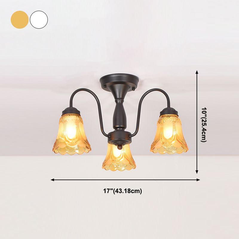 Luz de lámpara de campana decorativa iluminación de vidrio Flushmount en negro para sala de estar