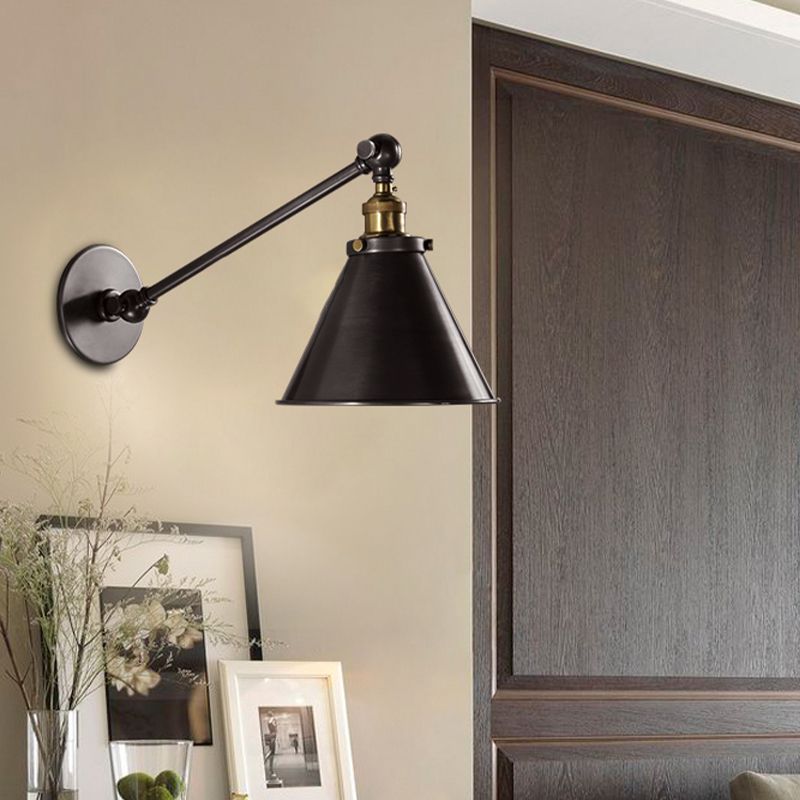 Modern Wall Sconce Cone Shape Wall Light with Metal Shade for Bedroom
