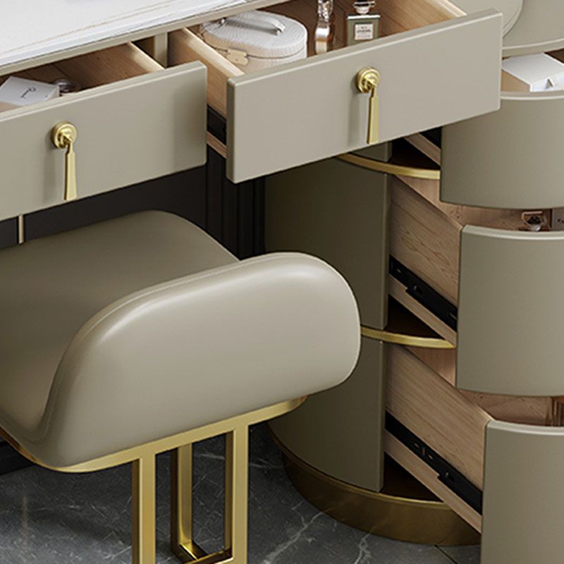 Contemporary Dressing Table Stool Set Slate Top Vanity Dressing Table