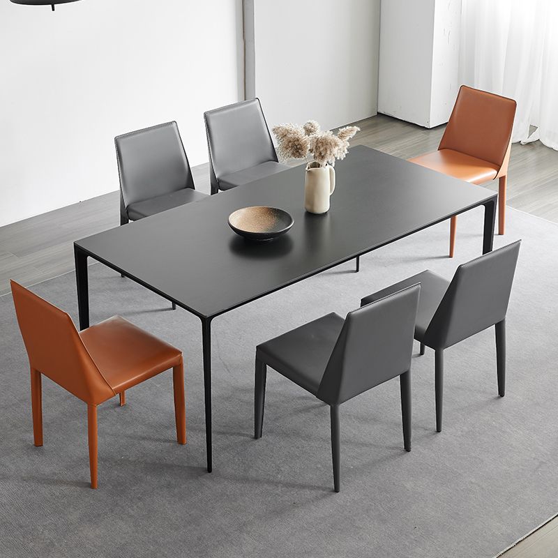 Industrial Rectangle White Dining Table Sintered Stone Standard Dining Table for Kitchen